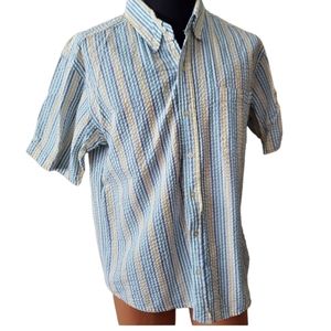 Mens Windham Pointe blue seersucker button down shirt large